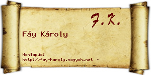 Fáy Károly névjegykártya